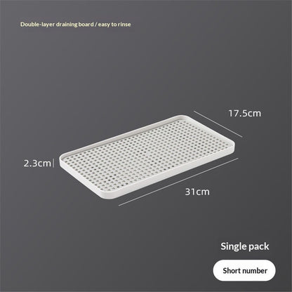 2-Tier Drain Tray for Kitchen Counter, Detachable Plastic Dish Drainer Drying Rack, Multi-Functional Tea/Fruit/Vegetable Drain Board Caddy