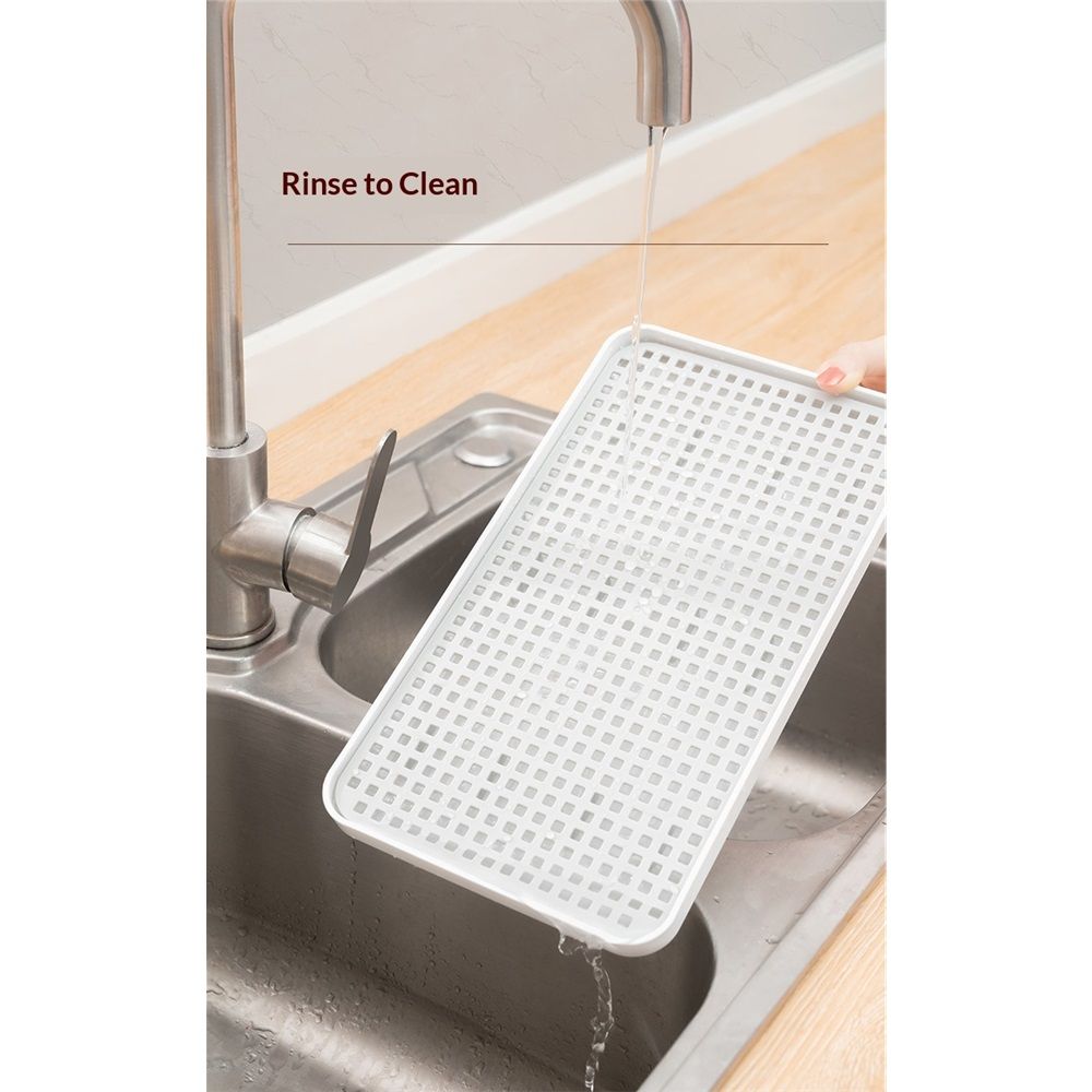 2-Tier Drain Tray for Kitchen Counter, Detachable Plastic Dish Drainer Drying Rack, Multi-Functional Tea/Fruit/Vegetable Drain Board Caddy