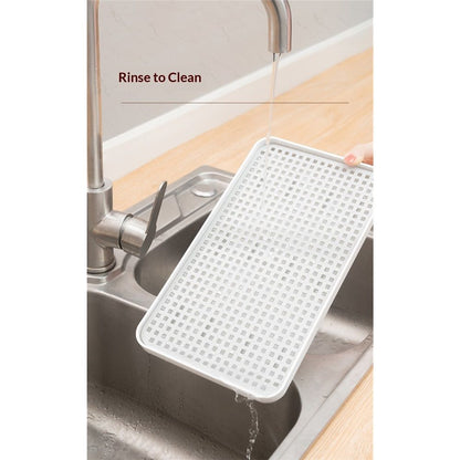 2-Tier Drain Tray for Kitchen Counter, Detachable Plastic Dish Drainer Drying Rack, Multi-Functional Tea/Fruit/Vegetable Drain Board Caddy
