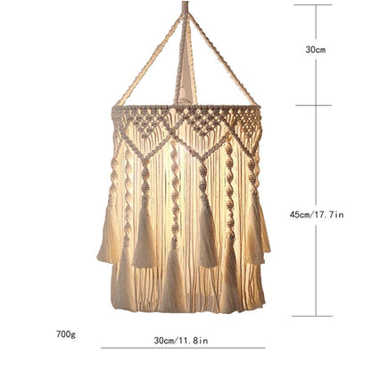 Boho Lamp Shade,Boho Hanging Lamp Handmade Lamp Shade Plug in Pendant Light,Bohemian Hanging Lights for Boho Bedroom Decor Living Room (Only lampshade)