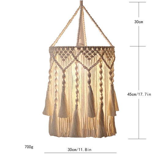 Boho Lamp Shade,Boho Hanging Lamp Handmade Lamp Shade Plug in Pendant Light,Bohemian Hanging Lights for Boho Bedroom Decor Living Room (Only lampshade)