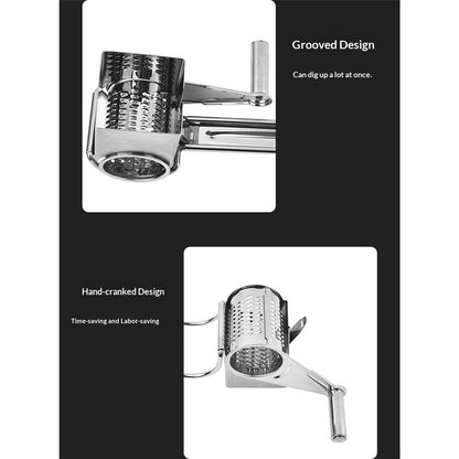 Rotary Cheese Grater Stainless Steel Handheld Rotary Parmesan Grater Cheese Cutter Slicer Shredder with 4 Stainless Drum for Grating Hard Chocolate Nuts Kitchen Tool