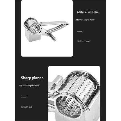 Rotary Cheese Grater Stainless Steel Handheld Rotary Parmesan Grater Cheese Cutter Slicer Shredder with 4 Stainless Drum for Grating Hard Chocolate Nuts Kitchen Tool