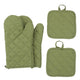 Oven Mitts and Pot Holders 4 pcs Set,High Heat Resistant 500 Degree Extra Thicken Long Kitchen Cotton Oven Glove for Cooking (11.8 Inch,Green)