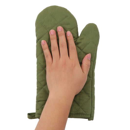 Oven Mitts and Pot Holders 4 pcs Set,High Heat Resistant 500 Degree Extra Thicken Long Kitchen Cotton Oven Glove for Cooking (11.8 Inch,Green)