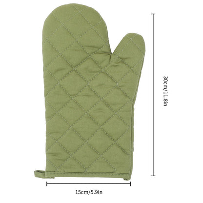 Oven Mitts and Pot Holders 4 pcs Set,High Heat Resistant 500 Degree Extra Thicken Long Kitchen Cotton Oven Glove for Cooking (11.8 Inch,Green)