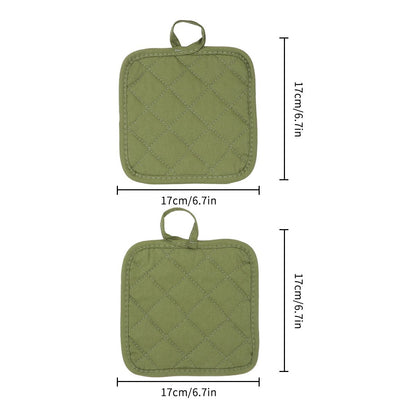 Oven Mitts and Pot Holders 4 pcs Set,High Heat Resistant 500 Degree Extra Thicken Long Kitchen Cotton Oven Glove for Cooking (11.8 Inch,Green)