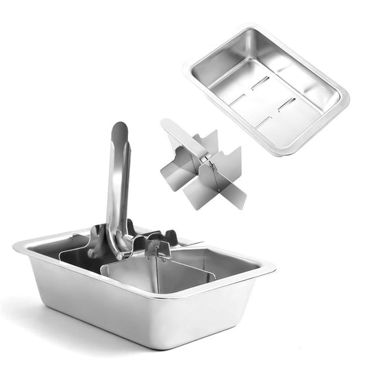 Professional Ice Cube Trays Stainless Steel - 6-Large Slot Heavy Duty Metal Icecube Mold, Non-Toxic Freezer Tray with Lever Release, Bar & Kitchen Use