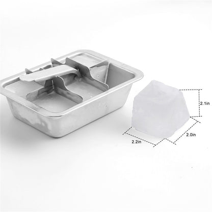 Professional Ice Cube Trays Stainless Steel - 6-Large Slot Heavy Duty Metal Icecube Mold, Non-Toxic Freezer Tray with Lever Release, Bar & Kitchen Use