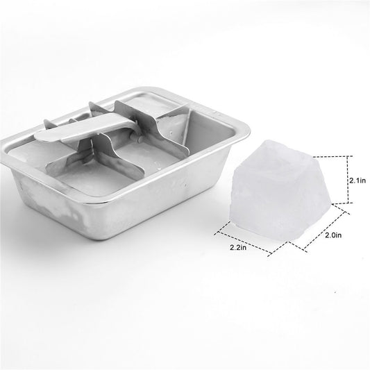 Professional Ice Cube Trays Stainless Steel - 6-Large Slot Heavy Duty Metal Icecube Mold, Non-Toxic Freezer Tray with Lever Release, Bar & Kitchen Use