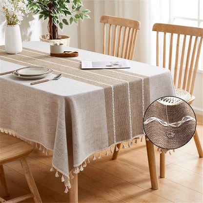 Table Cloth Rectangle Table Rustic Waterproof Tablecloth Cotton Linen Wrinkle Free Spring Tables Cover for Parties, Kitchen Dining, Holiday, Outdoor (khaki, 4-6 Seats, 55x70 Inches)