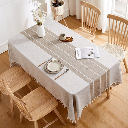 Table Cloth Rectangle Table Rustic Waterproof Tablecloth Cotton Linen Wrinkle Free Spring Tables Cover for Parties, Kitchen Dining, Holiday, Outdoor (khaki, 4-6 Seats, 55x70 Inches)
