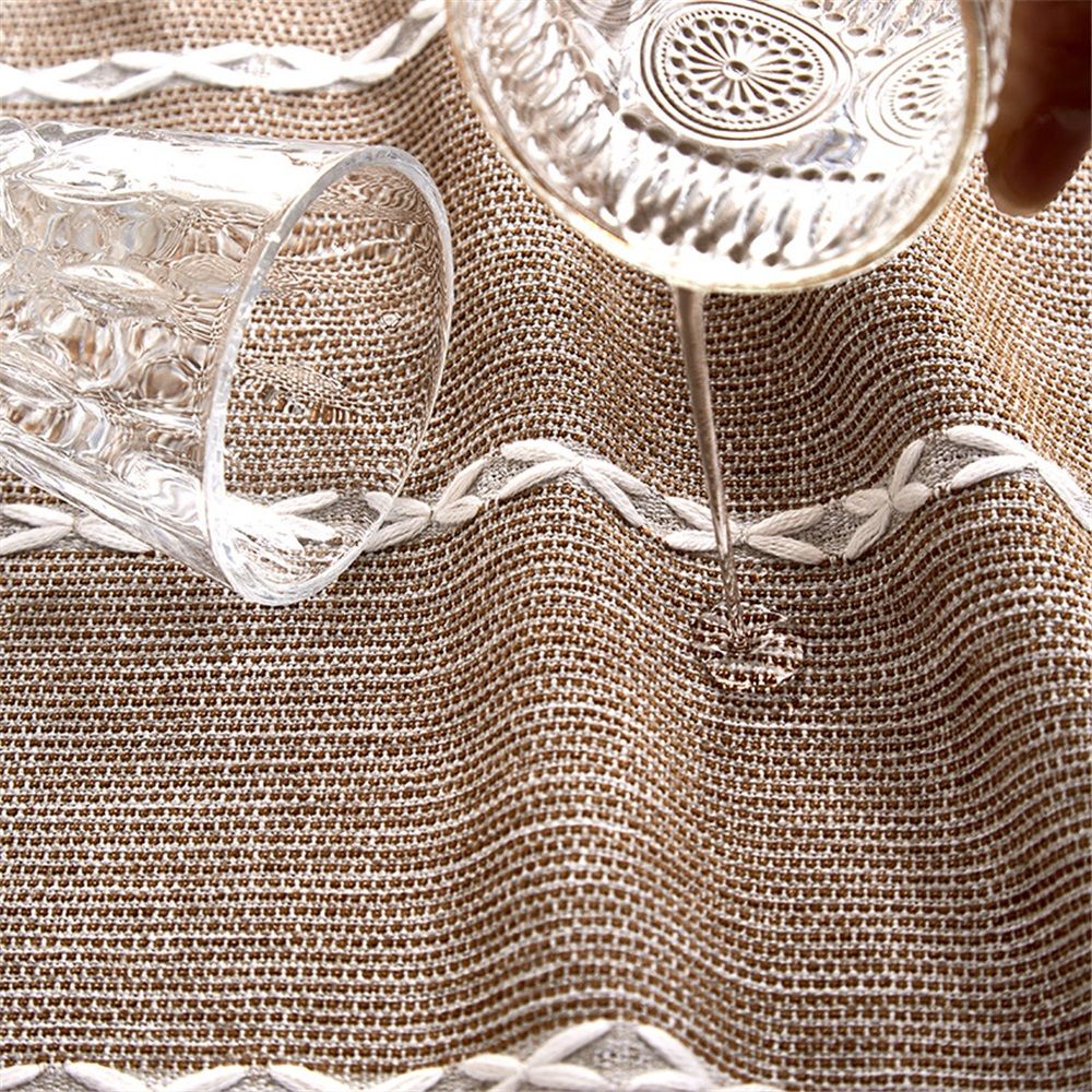 Table Cloth Rectangle Table Rustic Waterproof Tablecloth Cotton Linen Wrinkle Free Spring Tables Cover for Parties, Kitchen Dining, Holiday, Outdoor (khaki, 4-6 Seats, 55x70 Inches)