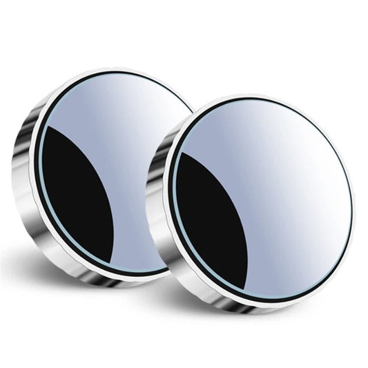 2 pairs Adjustable large Round Stick-on Convex Spot Mirror, big HD Glass Convex Rear View Mirror,Strong Adhesive Blind Spot Mirror for Car, Van, SUV and Trucks (5.5cm), Silver frame)