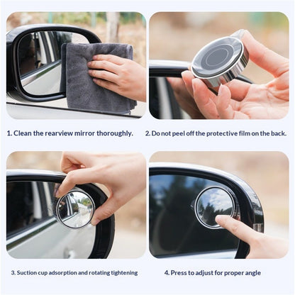 2 pairs Adjustable large Round Stick-on Convex Spot Mirror, big HD Glass Convex Rear View Mirror,Strong Adhesive Blind Spot Mirror for Car, Van, SUV and Trucks (5.5cm), Silver frame)