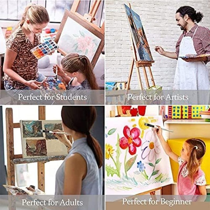 10 Pcs Art Paint Brushes Set Includes Carrying Case for Kids Artists Acrylic Oil Watercolor and Gouache Painting