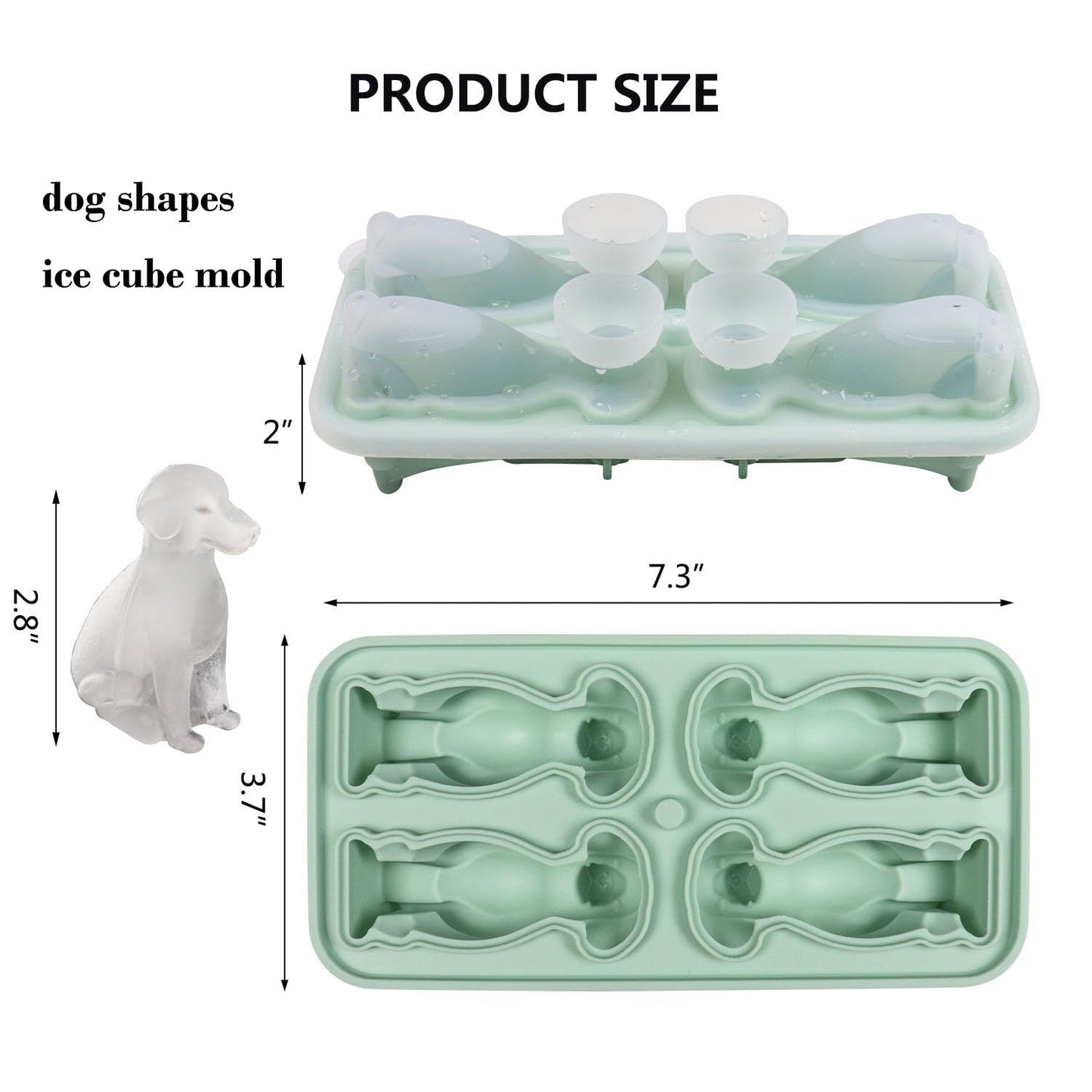 Labrador Dog Ice Cube Mold, Dog Shapes Ice Cube Tray, Silicone Ice Mold Fun Shapes, Make 4 Cute Dog Ice Balls for Whiskey