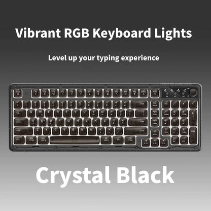 RGB Backlit Wired Mechanical Gaming Keyboard, 104 Keys Full Size Hot Swappable Keyboard with Aluminum Base, Noise Absorbing Foam, Tactile Brown Switch, Programmable Keys & Volume Knob for PC Mac,Crystal Black
