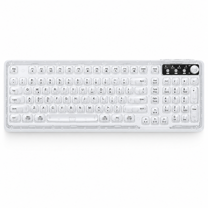 RGB Backlit Wired Mechanical Gaming Keyboard, 104 Keys Full Size Hot Swappable Keyboard with Aluminum Base, Noise Absorbing Foam, Tactile Brown Switch, Programmable Keys & Volume Knob for PC Mac,Blush White