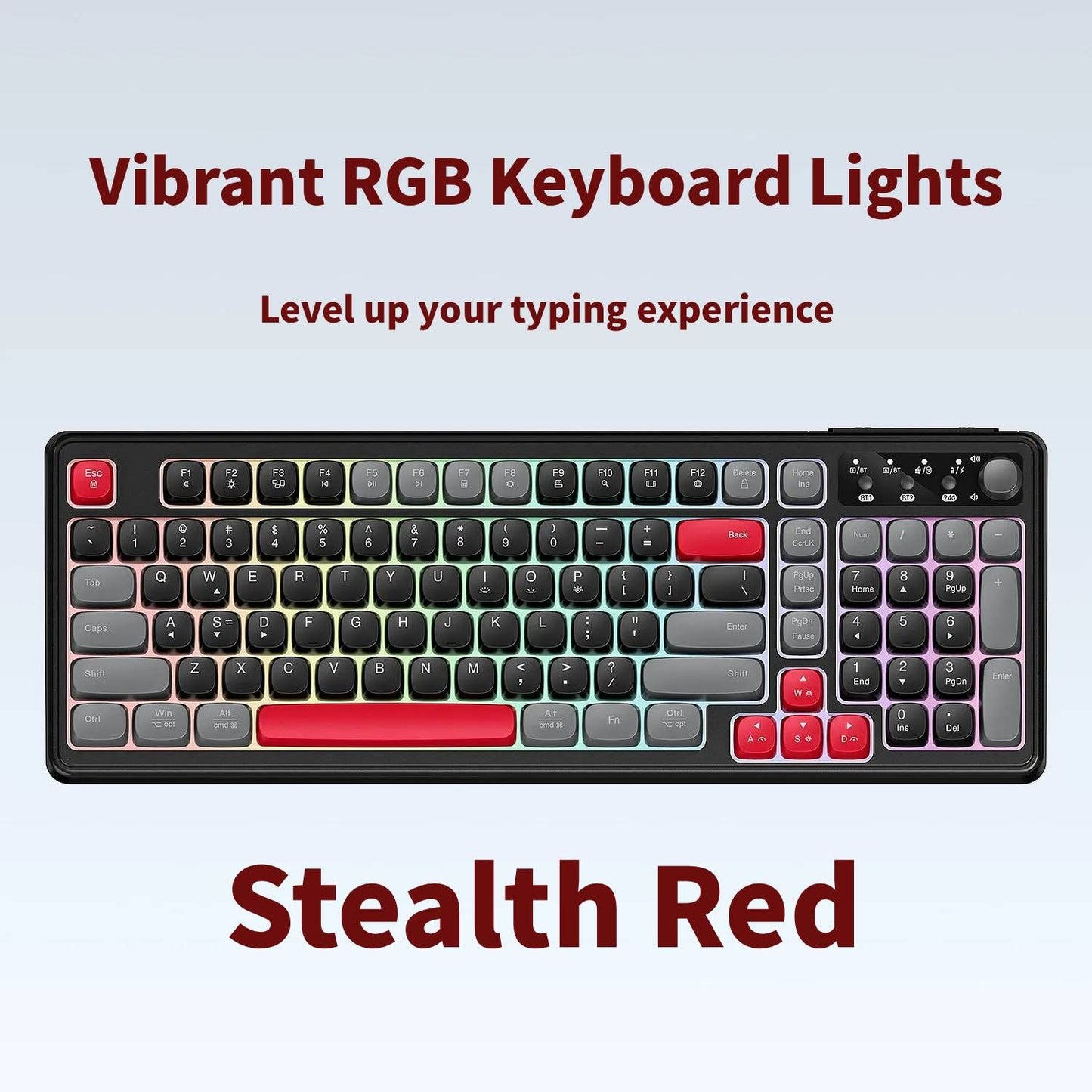 RGB Backlit Wired Mechanical Gaming Keyboard, 104 Keys Full Size Hot Swappable Keyboard with Aluminum Base, Noise Absorbing Foam, Tactile Brown Switch, Programmable Keys & Volume Knob for PC Mac,Stealth Red