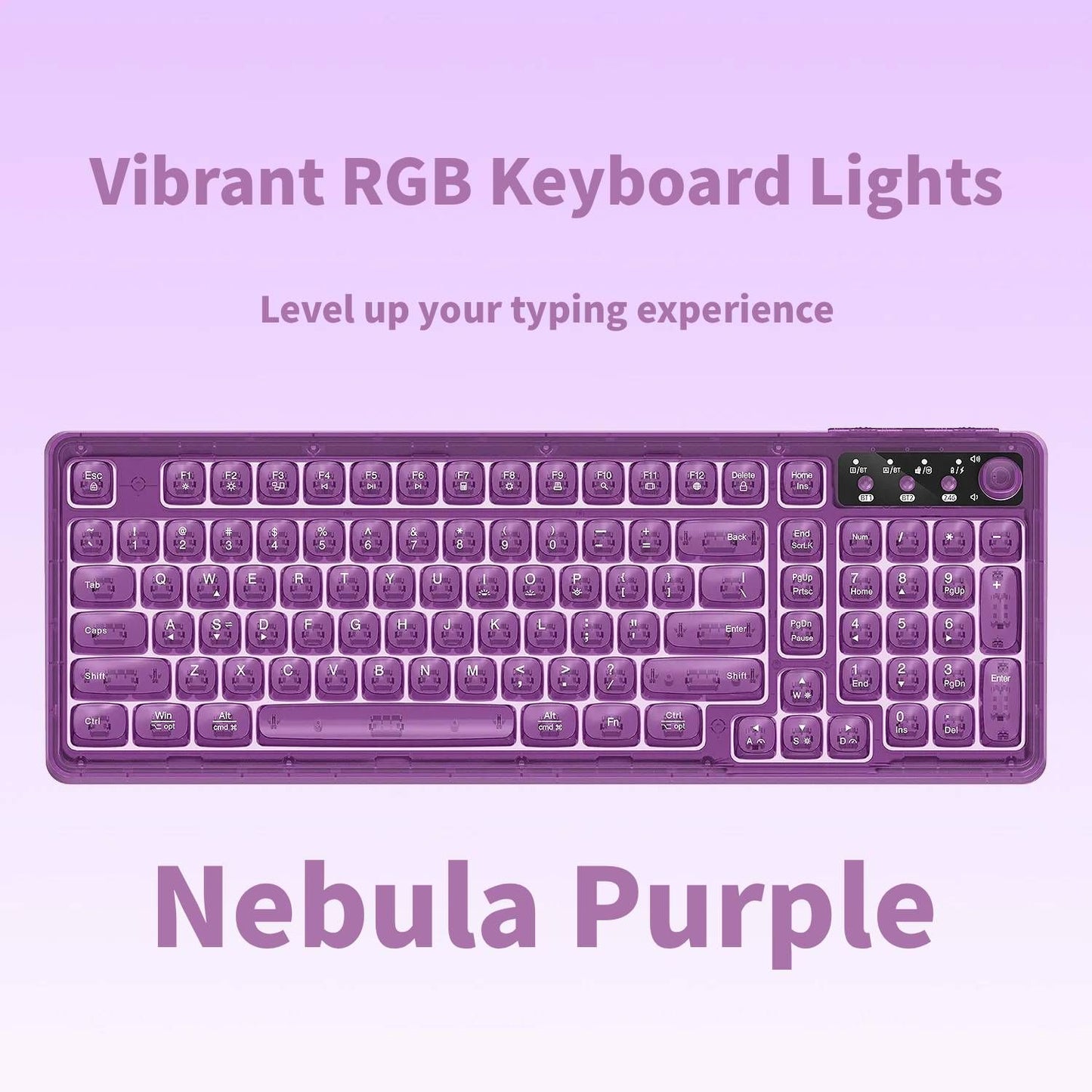 RGB Backlit Wired Mechanical Gaming Keyboard, 104 Keys Full Size Hot Swappable Keyboard with Aluminum Base, Noise Absorbing Foam, Tactile Brown Switch, Programmable Keys & Volume Knob for PC Mac,Nebula Purple