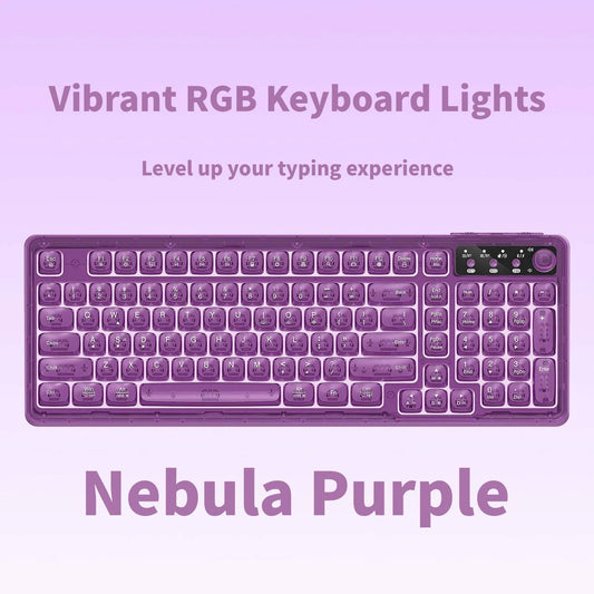 RGB Backlit Wired Mechanical Gaming Keyboard, 104 Keys Full Size Hot Swappable Keyboard with Aluminum Base, Noise Absorbing Foam, Tactile Brown Switch, Programmable Keys & Volume Knob for PC Mac,Nebula Purple