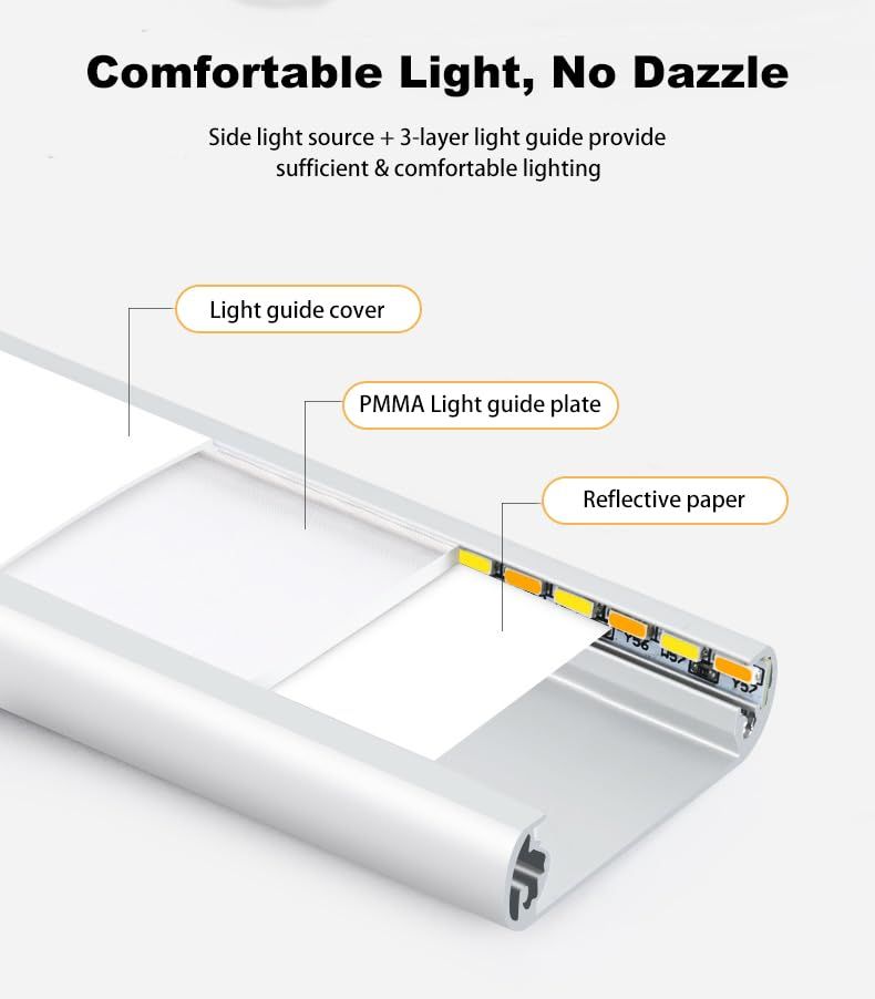 20cm silver LED light strip, wireless magnetic under-cabinet lighting, USB rechargeable, suitable for wardrobes, kitchens, and hallways.