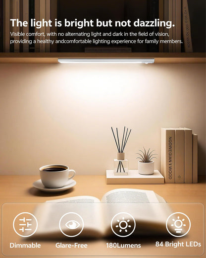 20cm black LED strip, wireless magnetic under-cabinet lighting, USB rechargeable, suitable for wardrobes, kitchens, and hallways.