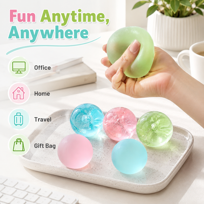 Clear Green Coconut Oil Stress Ball, Slow Rising Non-Sticky Squishy Squeeze Ball, Soft Sensory Fidget Toy for Stress Relief, Relaxation and Focus