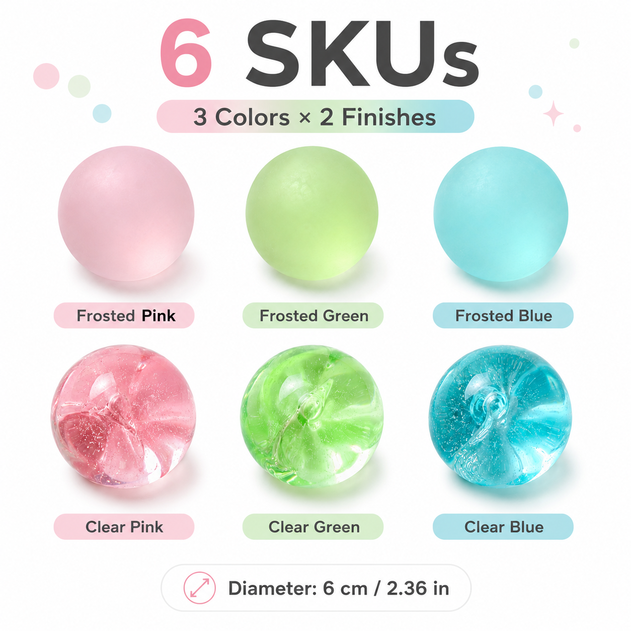 Frosted Pink Coconut Oil Stress Ball, Slow Rising Non-Sticky Squishy Squeeze Ball, Soft Sensory Fidget Toy for Stress Relief, Relaxation and Focus