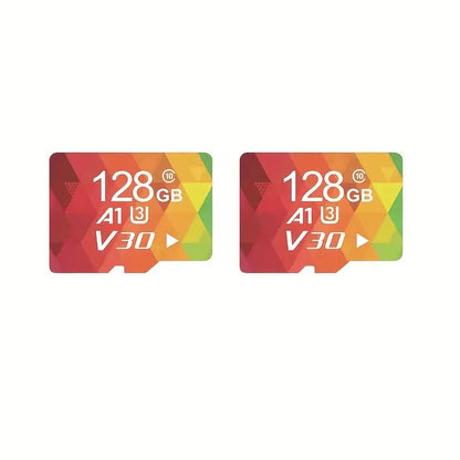2PCS 128G Memory Cards, U3 A1 Class 10, Up To 100MB/s, Micro SD TF For Security Monitor/Full HD Video Recording/Tablet/Phone/ Surveillance Camera/Dash Camera/Car Speaker/Game Console