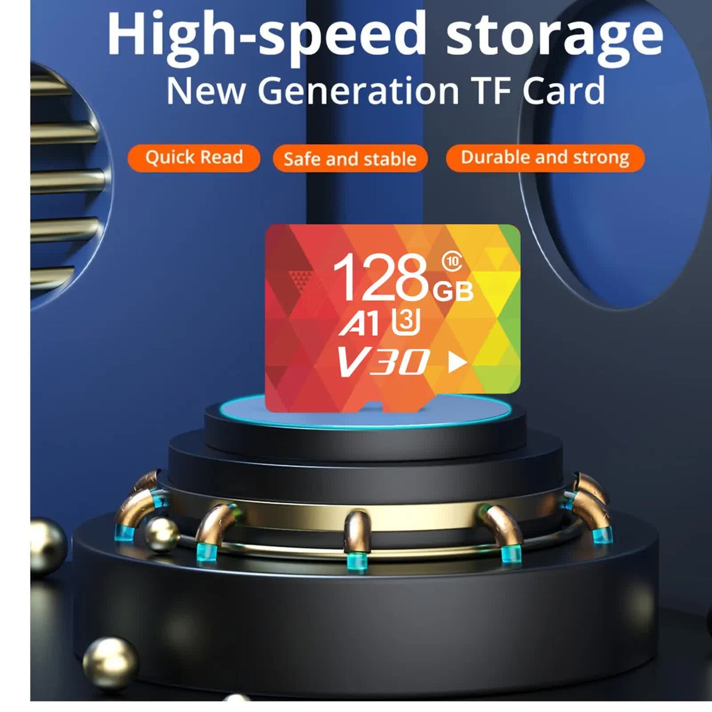 2PCS 128G Memory Cards, U3 A1 Class 10, Up To 100MB/s, Micro SD TF For Security Monitor/Full HD Video Recording/Tablet/Phone/ Surveillance Camera/Dash Camera/Car Speaker/Game Console