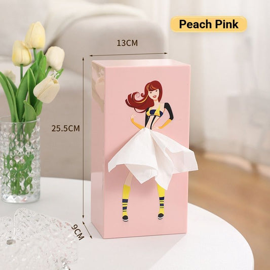 Charming White Peach Pink Princess Tissue Box Holder