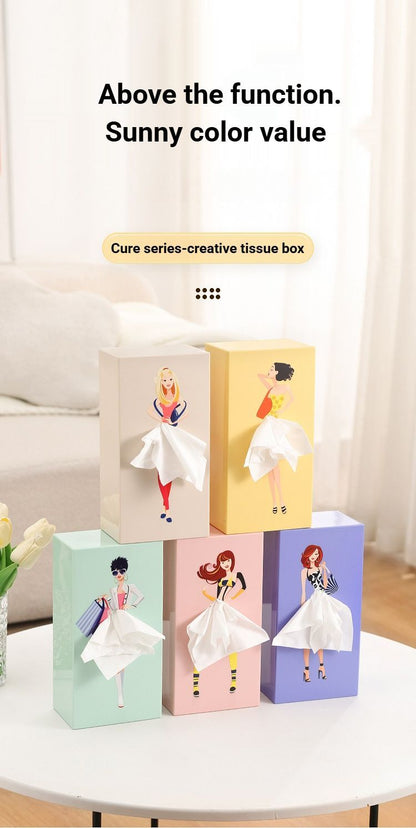 Charming White Peach Pink Princess Tissue Box Holder