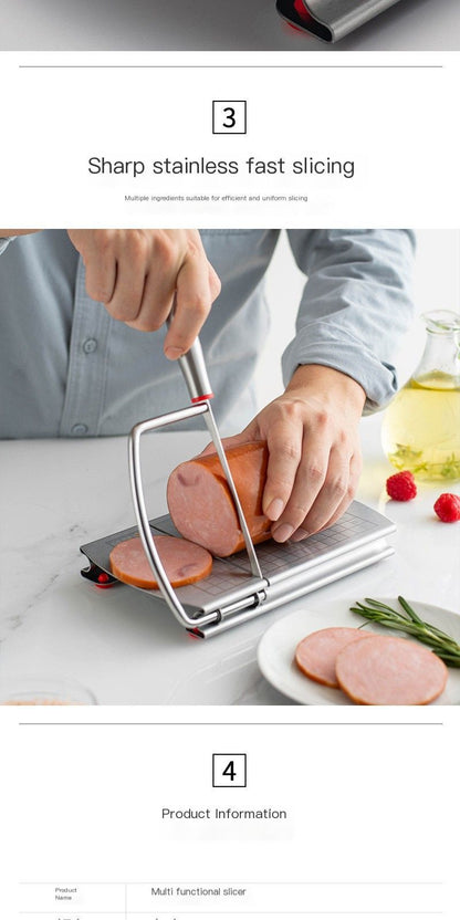 A stainless steel cheese slicer with scales-With scale