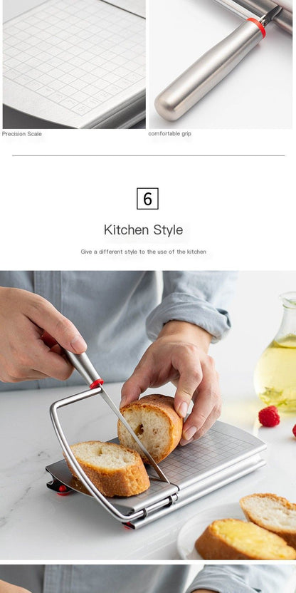 A stainless steel cheese slicer with scales-With scale