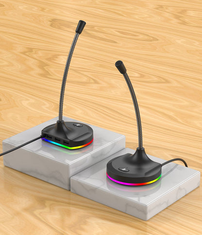 RGB Desktop Microphone 3 USB HUB Model Black