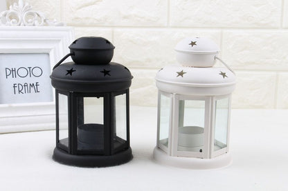 White Black and Red Candle Holder Set of 3