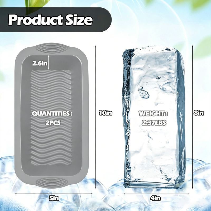 4 Pack Extra Large Ice Block Mold Grey