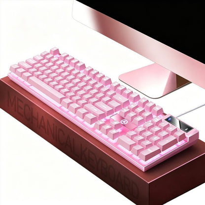 104 Keys Wired Keyboard Pink