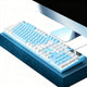 104 Keys Wired Keyboard Blue And White