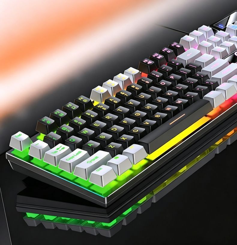 104 Keys Wired Keyboard White And Purple