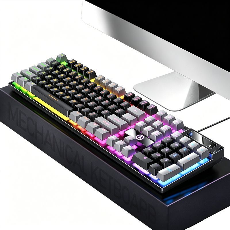 104 Keys Wired Keyboard Black And Gray