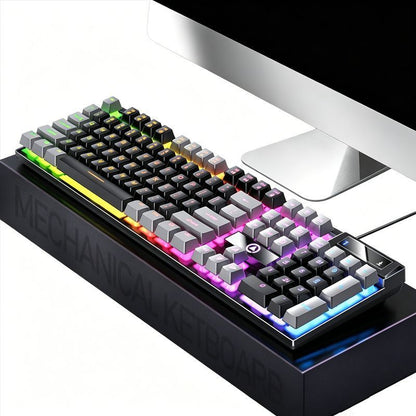 104 Keys Wired Keyboard Black And Gray