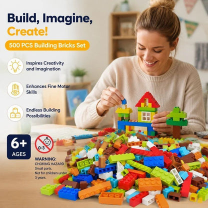 Engaging Mini Building Blocks DIY Puzzle Toy, 500pcs Plain Bag Regular Colours (Separater & Instruction Included)