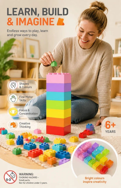 Engaging Mini Building Blocks DIY Puzzle Toy, 500pcs Plain Bag Regular Colours (Separater & Instruction Included)