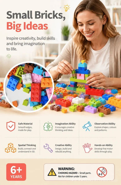 Cool Mini Building Blocks DIY Puzzle Toy, 500pcs Plain Bag Boys Colours (Separater & Instruction Included)