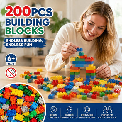 Gift-Worthy Mini Building Blocks DIY Puzzle Toy, 200pcs Color Box Pack (Separater & Instruction Included)