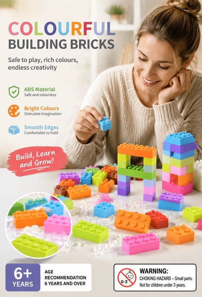 Portable Mini Building Blocks DIY Puzzle Toy 2 Pack, 200pcs Plain Bag Regular Colours (Separater & Instruction Included)