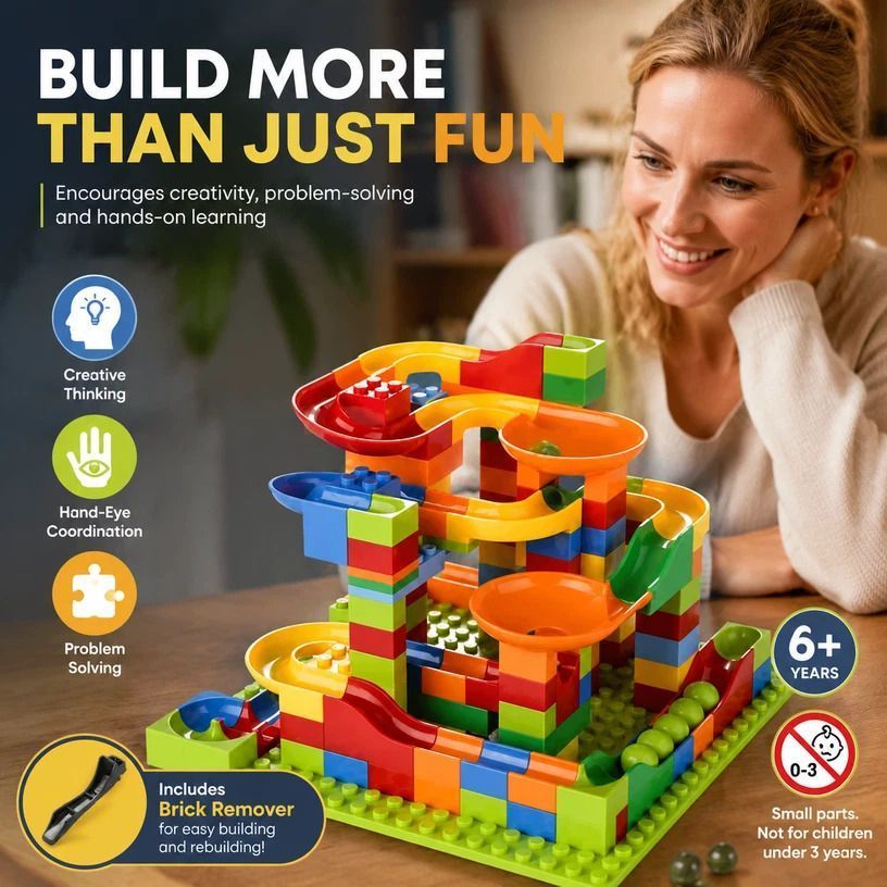 Fun Marble Run Building Blocks DIY Puzzle Toy, 168pcs Small Track (OPP Bag + Shipping Box)
